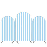 Lofaris Sky Blue And White Stripes Birthday Arch Backdrop Kit